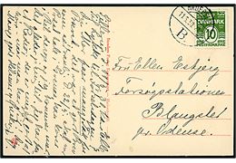 10 øre Bølgelinie på brevkort annulleret med brotype IId Haderslev B d. 11.6.1930 til Blangsted pr. Odense. Brotypestempel benyttet ca. 4 måneder tidligere end registreret af Vagn Jensen.