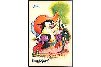 Walt Disney. Puss in Boots fra Disney film 1922. Fransk reklamekort fra 50erne for Tobler chokolade. Georges Lang, Paris u/no.