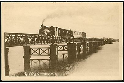 Nykøbing Falster. Toget køre over jernbanebroen. Stenders Nykøbing F. no. 46. 