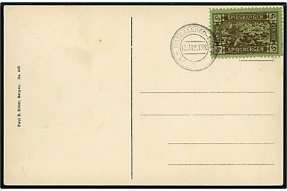 Spidsbergen 5 øre lokalmærke på brevkort (Green Harbour med turistskib) annulleret Magdalenen-Bay * Spitsbergen * d. 12.8.1912 (Fra tysk turistskib S/S Viktoria Louise). 