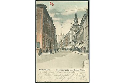 Købmagergade med Runde Taarn, København. B. & W's Forlag no. 1120. (Afrevet mærke). 