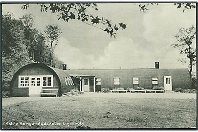 Slagslunde. Østre Borgerdydskolens Lejrskole. Stenders no. 97443. Bygget af amerikanske barakker - såkaldte Quonset huts.