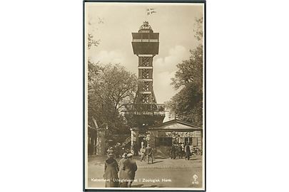 Udsigtstaarnet i Zoologisk Have, København. J. Chr. Olsens Kunstforlag no. 410. Fotokort. 