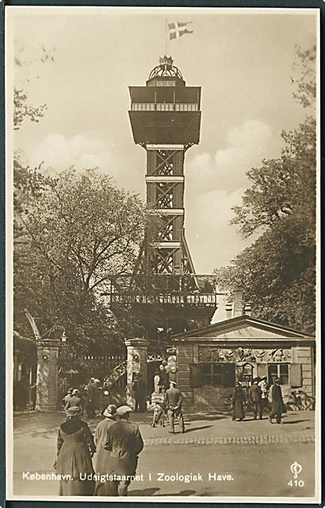 Udsigtstaarnet i Zoologisk Have, København. J. Chr. Olsens Kunstforlag no. 410. Fotokort. 