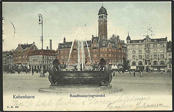 Parti fra Raadhusspringvandet i København. C.R. no. 124.