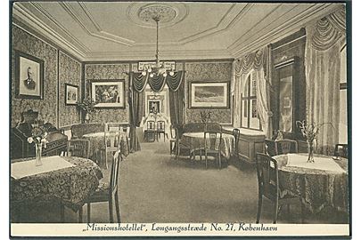 Missionshotellet, Løngangsstræde no. 27, København. J. Chr. Pedersens Kunstforlag no. 5. 