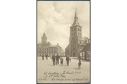 Sct. Knuds Kirke og Raadhuset i Odense. Stenders no. 7191. 