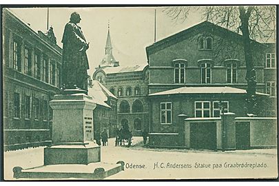 H. C. Andersens Statue paa Graabrødreplads, Odense. Stenders no. 19089. 