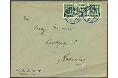 7/10 øre Porvisorium i 3-stribe på brev fra Sønderborg d. 26.5.1926 til Haderslev.