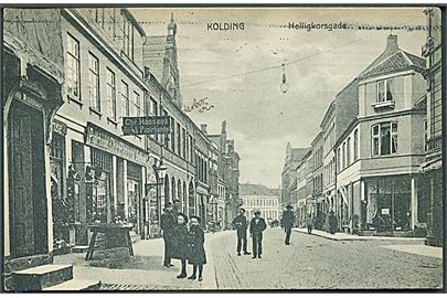 Kolding, Helligkorsgade med bl.a. Chr. Hansen's Bog- & Papirhandel. Jens Mortensens Eftgr. u/no. 