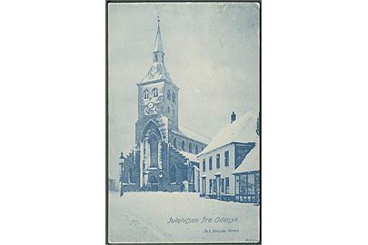 Julehilsen fra Odense med Sct. Knuds Kirke med sne. H. H. O. no. 576. 