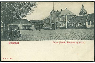 Ringkjøbing. Torvet, Hotellet, Raadhuset & Kirken. Warburgs Kunstforlag no. 1862. 