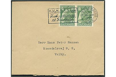10 øre 1000 års udg. i parstykke på fortrykt kuvert fra British Embassy sendt lokalt i København d. 30.3.1954.