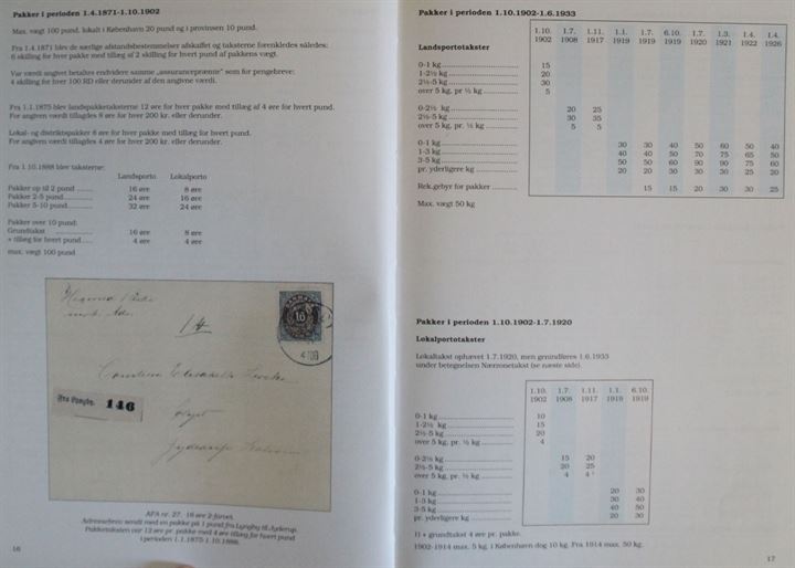 Takstfortegnelse 1851-2008 - Portotakster, frankeringsformål og kurseringsperioder af Knud Tolbøl. Forlaget AFA 2007 96 sider.