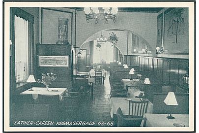 København. Latiner - Cafeen, Købmagergade 63 - 65. Reklamekort. U/no. 