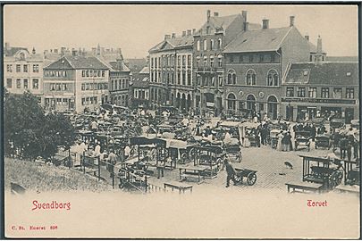 Svendborg. Markedsdag på Torvet. Stenders no. 898. 