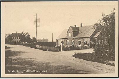 Saxkjøbing. Parti fra Vaabensted med BP Benzinstander. Stenders no. 64529. 