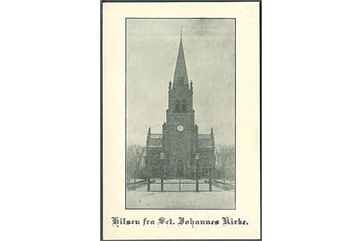 København. Hilsen fra Sct. Johannes Kirke med indbydelse til gudstjenester. Uden adresselinier. U/no. 