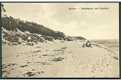 Bornholm. Rønne. Strandparti ved Onsbæk. Frits Sørensen no. 495. 