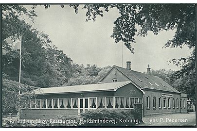 Bramdrup Skov. Restaurant. Hvidsmindevej, Kolding. 3 fuldautomatiske keglebaner. Reklamekort. U/no. 