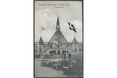 Horsens. Hilsen fra Udstillingen i 1905. Industrihallen. U/no. 