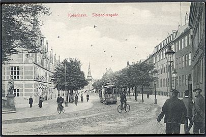 Købh., Slotsholmsgade med sporvogn linie 2 no. 199. No. 8194. Kvalitet 7