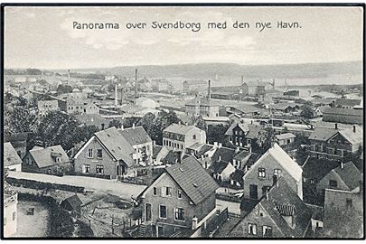 Svendborg. Panorama over Svendborg med den nye Havn. H. Udbye no. 106. 