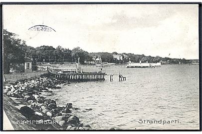 Klampenborg. Strandparti med badeanstalt. Stenders no. 8657. 