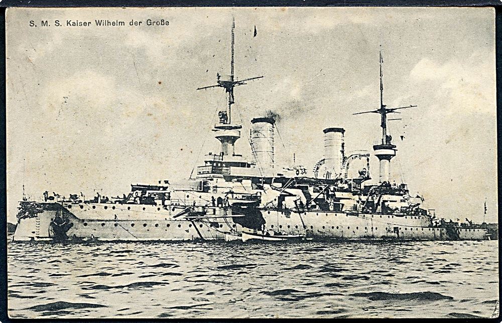 Ufrankeret feltpostkort (SMS Kaiser Wilhelm der Grosse) fra