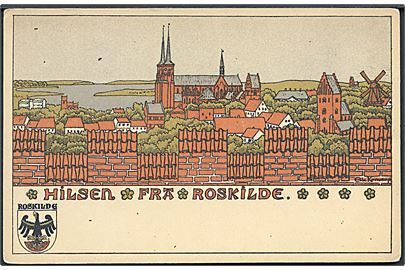 Roskilde, “Hilsen fra”, tegnet af Ebbe Kornerup. U/no.