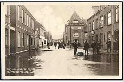 Løgstør, Jernbanegade under oversvømmelsen 1925. Stenders mo. 58164.