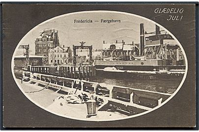 Fredericia, julekort med færgen Dagmar. J.A.F. no. 1056.