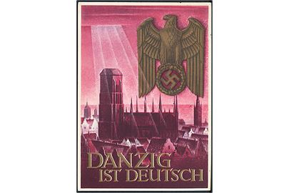 Danzig ist Deutsch. 6+4 pfg. illustreret helsagsbrevkort stemplet i Hamburg 1940.