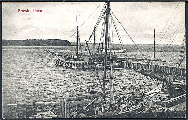 Præstø havn med sejlskibe. L. Christensen u/no.