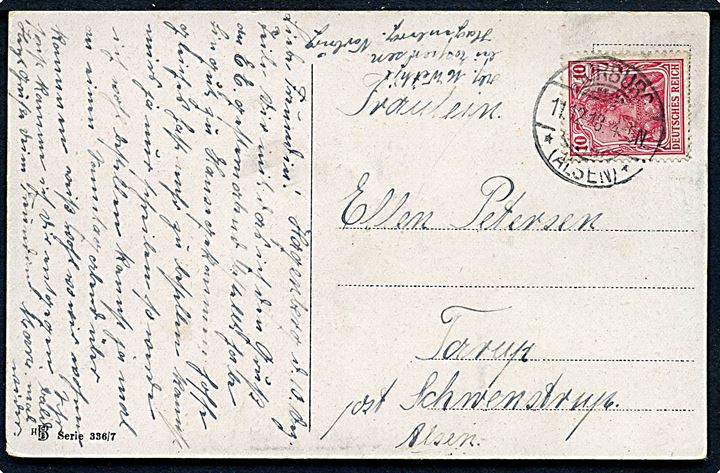 10 pfg. Germania på brevkort stemplet Norburg * (Alsen) * d. 11.12.1918 til Schwenstrup.