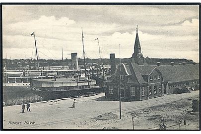 Rønne, havnen med dampskibe. Frits Sørensen no. 19B.