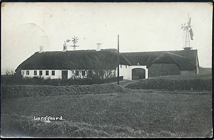 5 øre Chr. X på brevkort (Ejendommen Langgaard) annulleret med brotype Ia Lyby d. 36.2.1916 til Svendborg. Fejlindstillet dato.