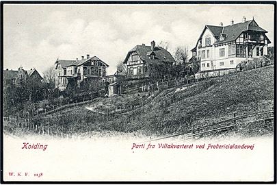 Kolding, parti fra villakvarteret ved Fredericialandevej. Warburg no. 1138.