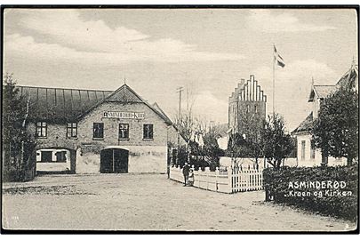 Asminderød Kro og Kirke. Peter Alstrups no. 8651. 