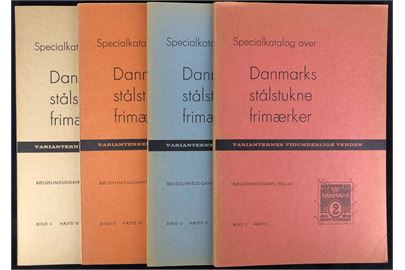 Danmarks stålstukne frimærker - Bølgelinieudgaven 1933-65 specialkatalog Bind II i 4 hæfter samlet 184 sider.