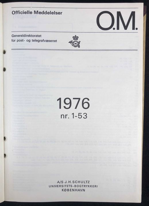 Officielle Meddelelser fra Generaldirektoratet for Post- og Telegrafvæsenet. 1976. Indbundet årgang 276 sider.