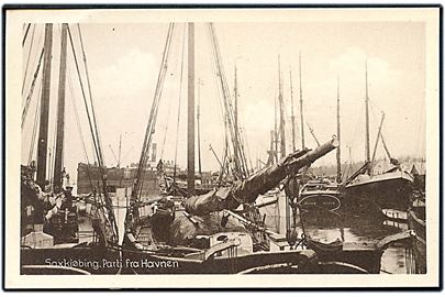 Sakskøbing. Havnen. I bagrunden skib med neutralitets bemaling! Stenders no. 64540.