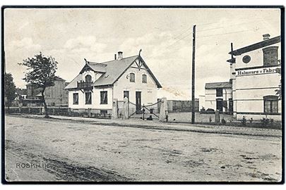 Roskilde, gadeparti med Halmvare-Fabrik. J. Bruun u/no.