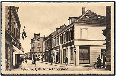 Nykøbing Falster. Parti fra Langgade. V. Kristoffersens Boghandel u/no. 