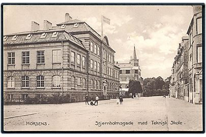 Horsens. Stjernholmgade med Teknisk Skole. Stenders no. 7829.