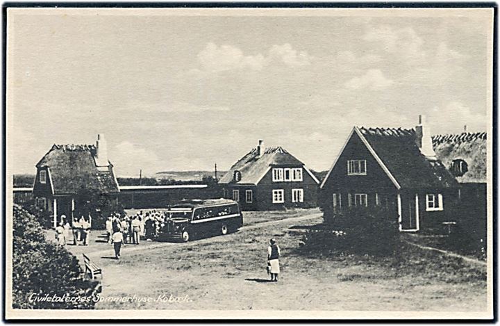 Kobæk, Civiletatens Sommerhuse med rutebil. Stenders no. 86166.