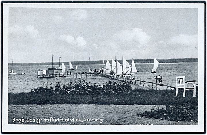 Bogø. Udsigt fra Badehotellet Søvang. Stenders no. 75044.