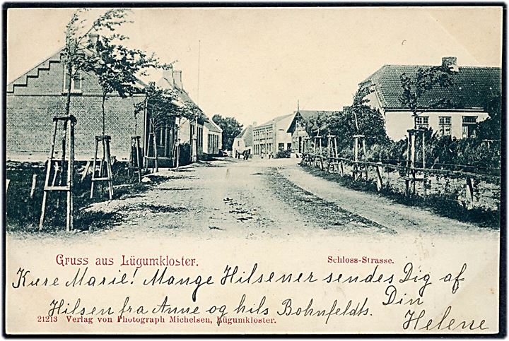 Løgumkloster, Gruss aus med Schloss-Strasse. Michelsen no. 21213.