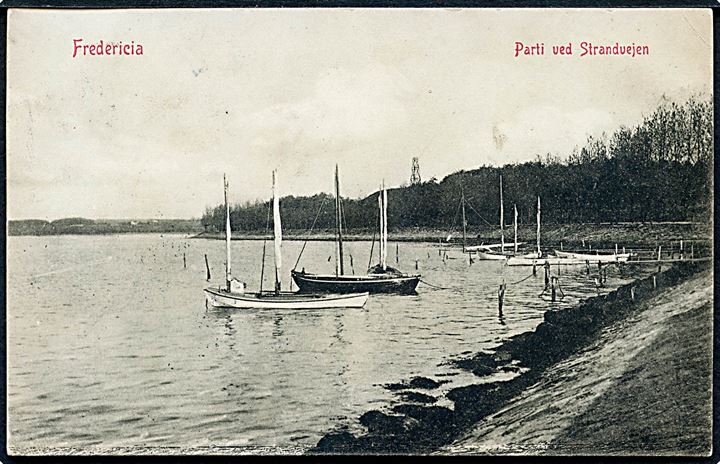 Fredericia. Parti fra Strandvejen. Grønholts Grønne Fredericiakort u/no.