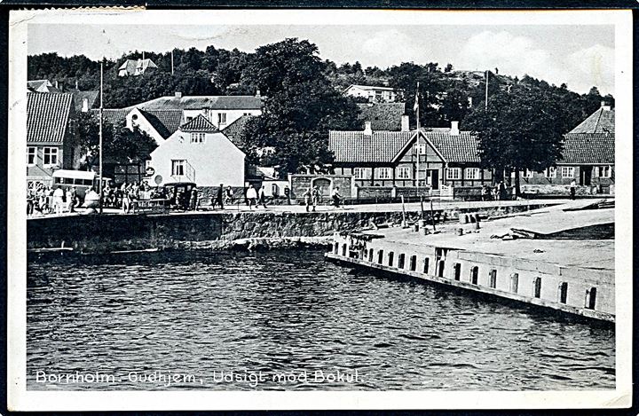 Gudhjem, havn med udsigt mod Bokul. Stenders no. 210.